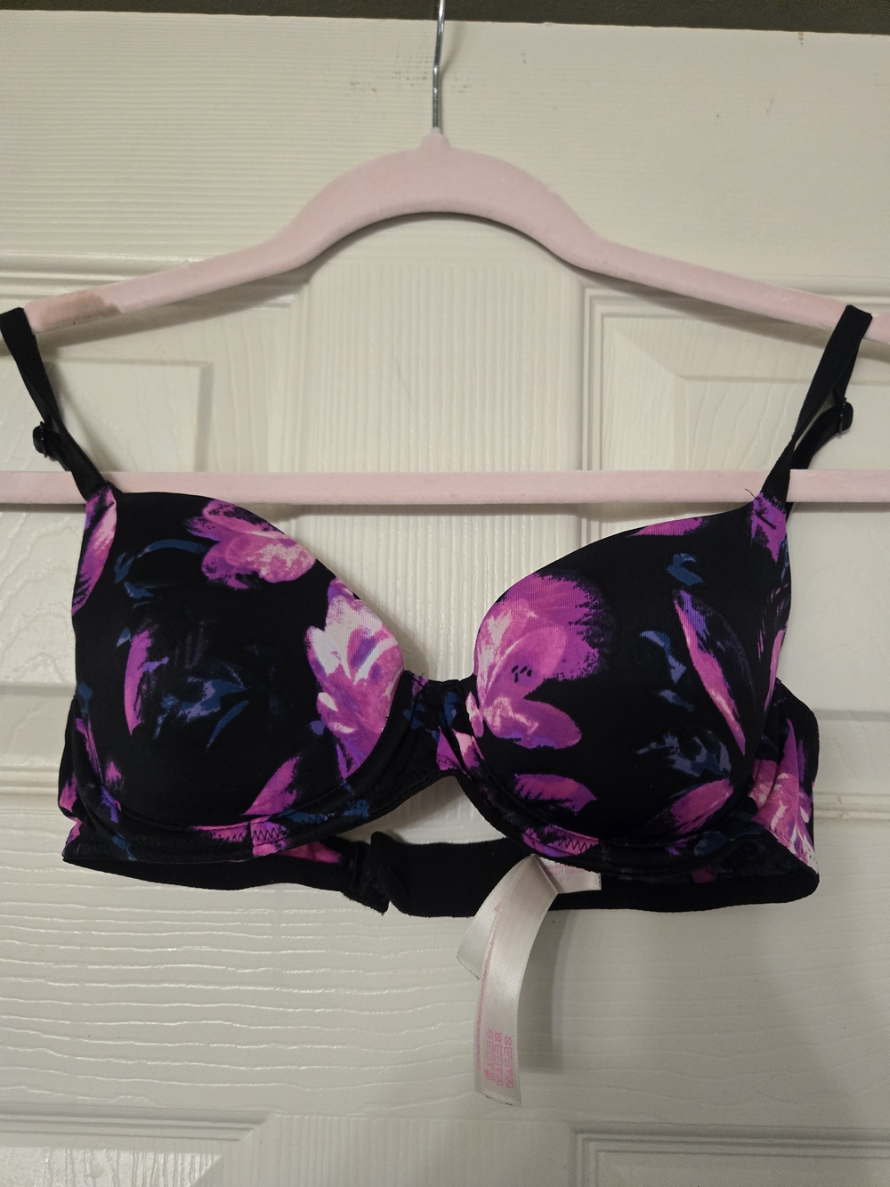 Women’s Floral Underwire Bra - Black & Purple